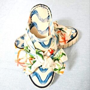FARM RIO Womens Copacabana Mules Sneakers Bow Slip In Sustainable Ivory Blue 6.5